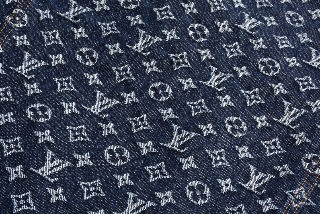 LOUIS VUITTON 路易威登 字母logo满印牛仔外套 夹克 长袖 外套 蓝色 1A46VA