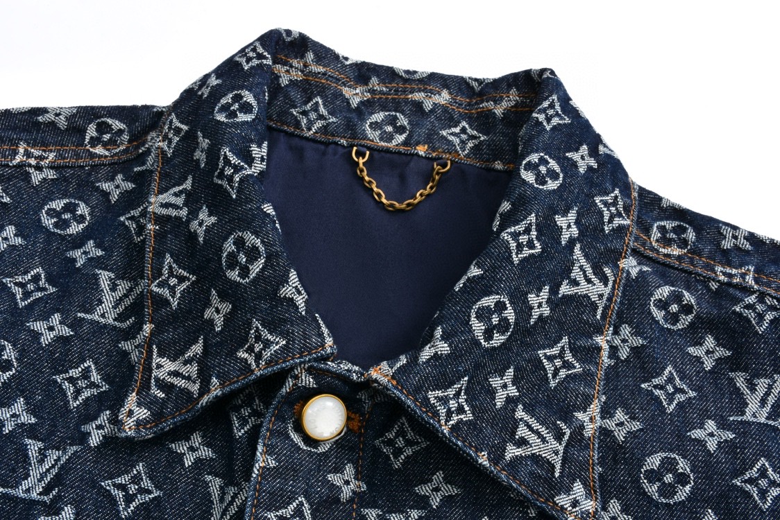 LOUIS VUITTON 路易威登 字母logo满印牛仔外套 夹克 长袖 外套 蓝色 1A46VA