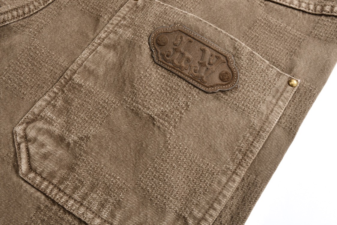 LOUIS VUITTON 路易威登 Timberland 棋盘格暗纹提花牛仔裤 休闲裤 裤子 长裤 棕色 1AFX42