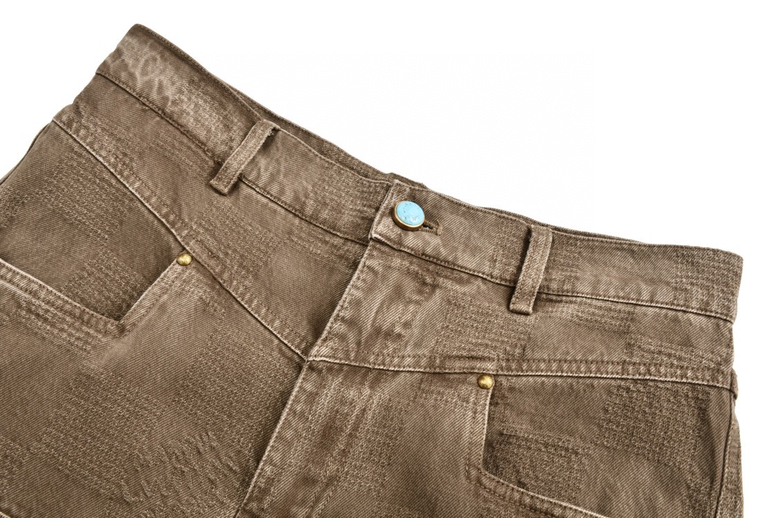 LOUIS VUITTON 路易威登 Timberland 棋盘格暗纹提花牛仔裤 休闲裤 裤子 长裤 棕色 1AFX42