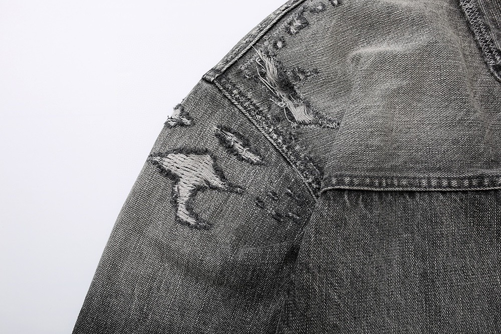 718#MADNESS 做旧破洞牛仔外套 夹克 长袖 秋冬季 休闲 蓝色 黑色