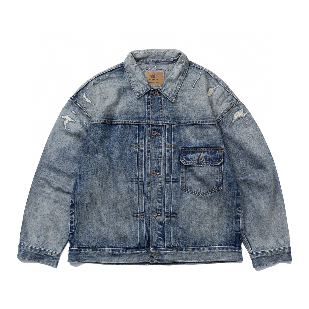 718#MADNESS 做旧破洞牛仔外套 夹克 长袖 秋冬季 休闲 蓝色 黑色