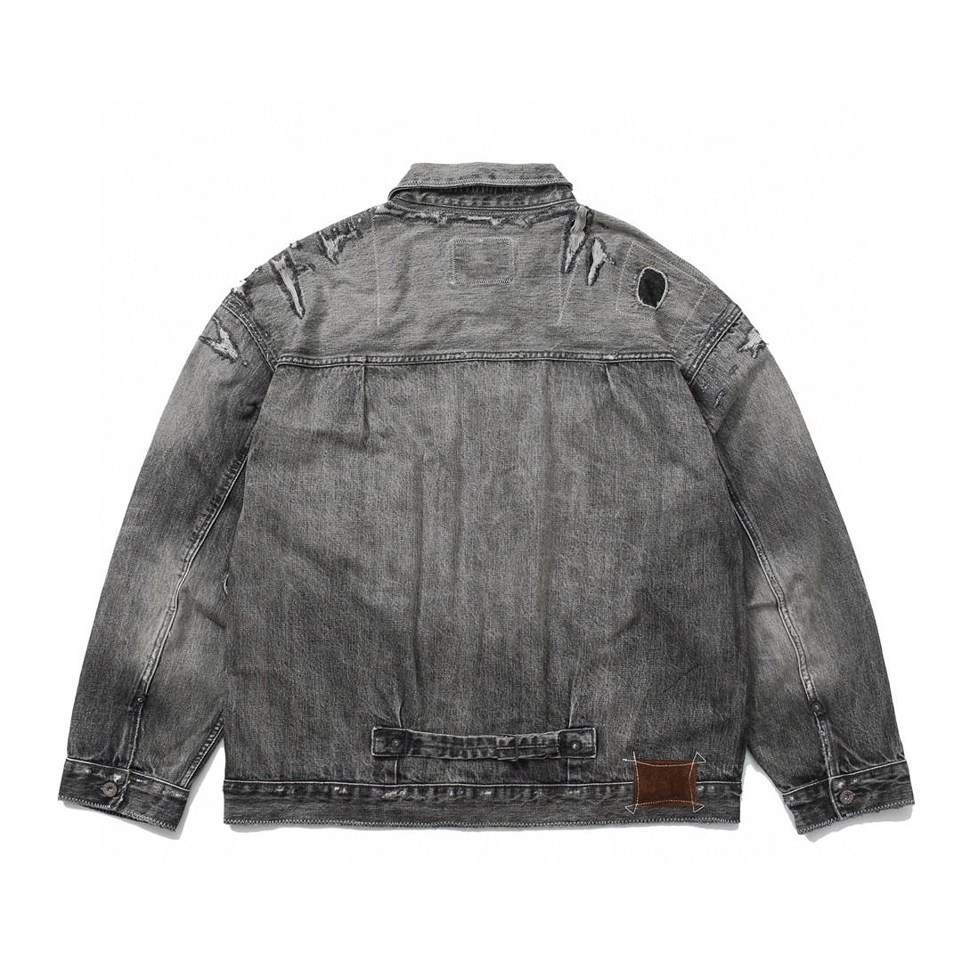 718#MADNESS 做旧破洞牛仔外套 夹克 长袖 秋冬季 休闲 蓝色 黑色