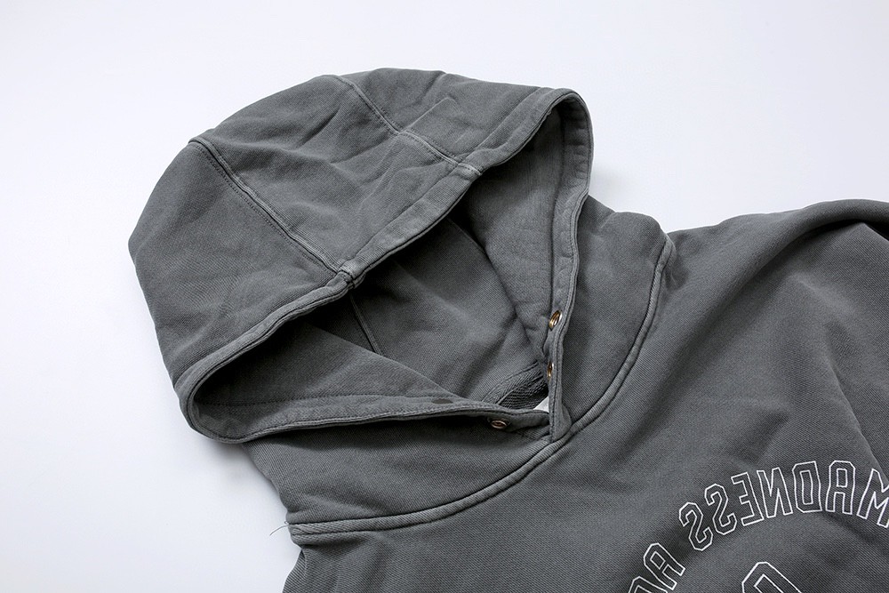 450#MADNESS 做旧字母logo印花连帽卫衣 卫衣 长袖 秋冬季 灰色