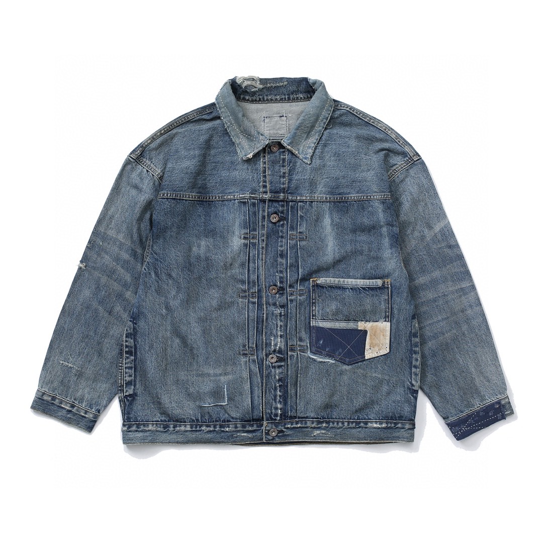 742#MADNESS 做旧破洞牛仔外套 长袖 秋冬季 休闲 蓝色