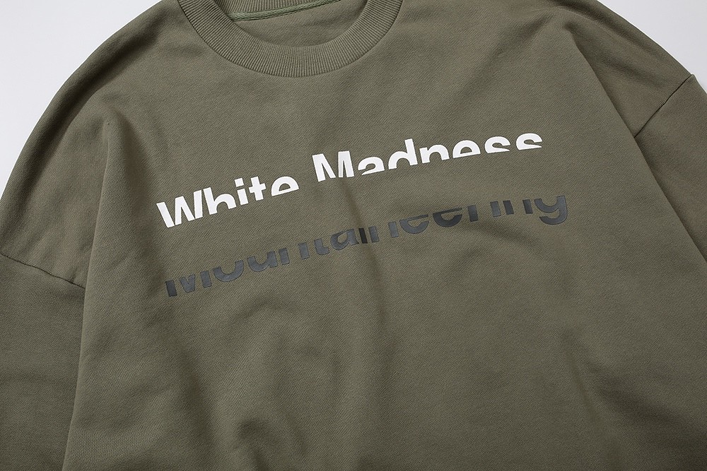 452#MADNESS 字母logo印花圆领T恤 打底衫 卫衣 长袖 秋冬季 灰绿色 