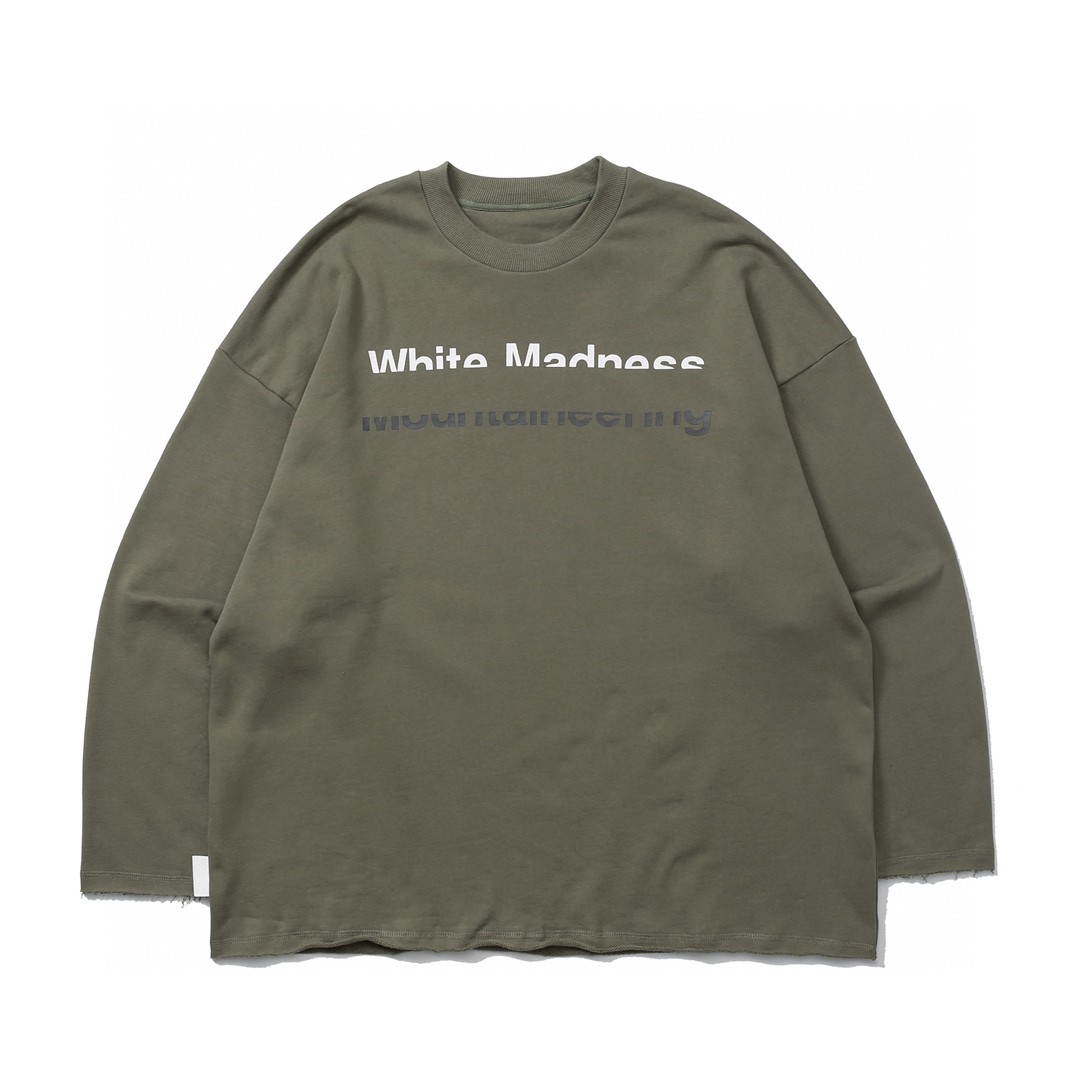 452#MADNESS 字母logo印花圆领T恤 打底衫 卫衣 长袖 秋冬季 灰绿色 