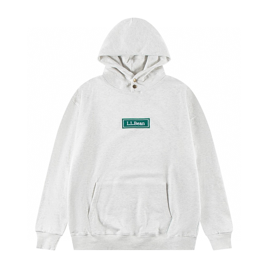BEAMS 联名 L.L.Bean 刺绣字母logo连帽卫衣 长袖 秋冬季 休闲 绿色 白色