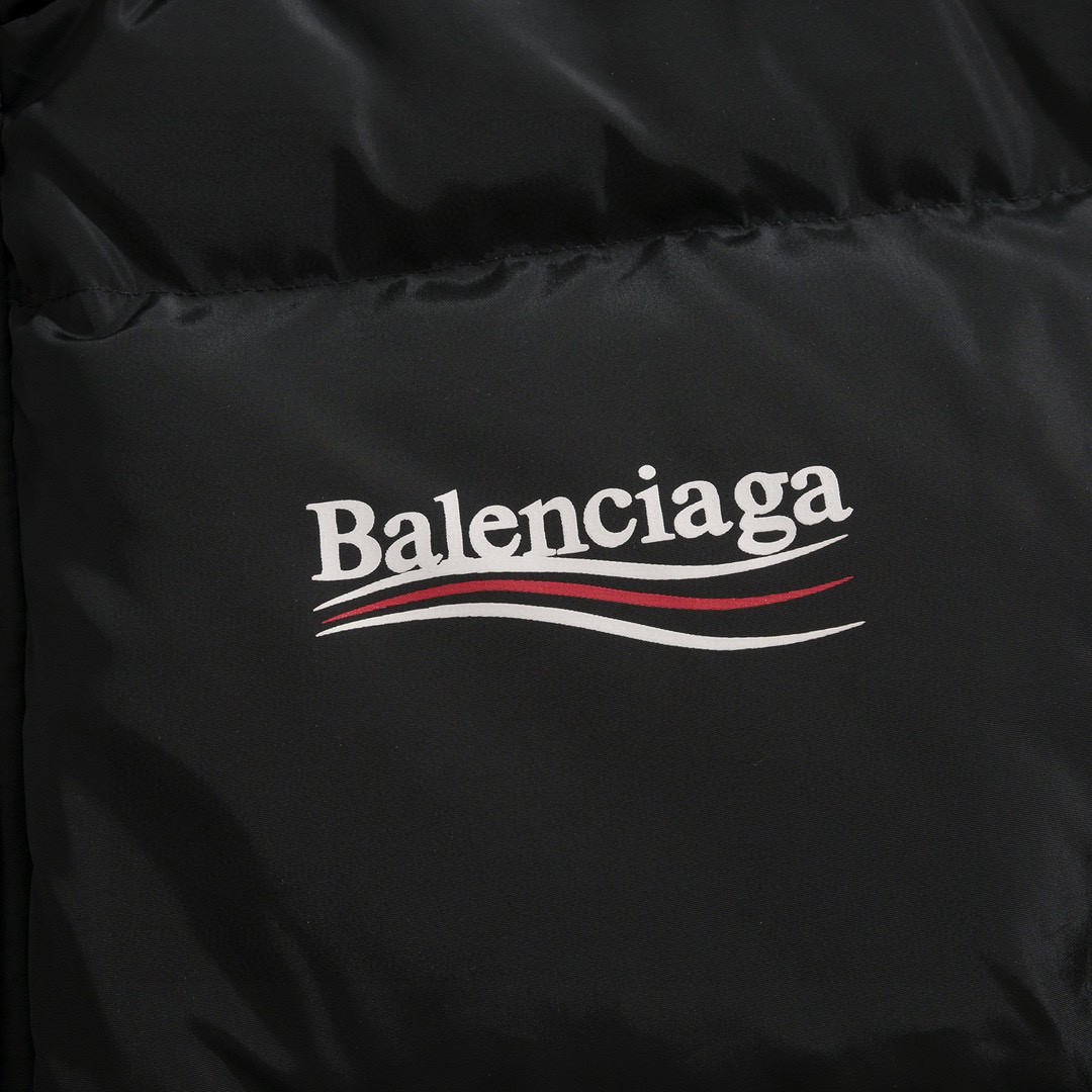 Balenciaga 巴黎世家 字母logo印花棉服马甲 背心 外套 秋冬 黑色 