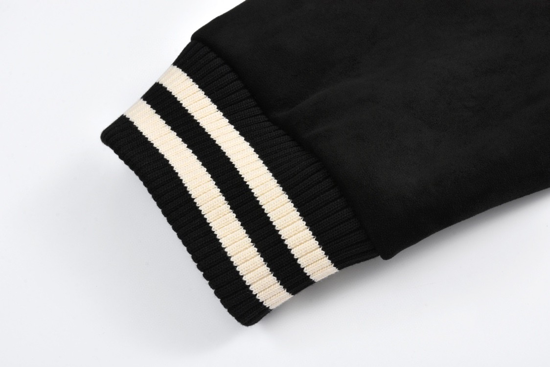 LOUIS VUITTON 路易威登 水晶缀饰麂皮棒球服 外套 夹克 长袖 黑色 1AFXEU