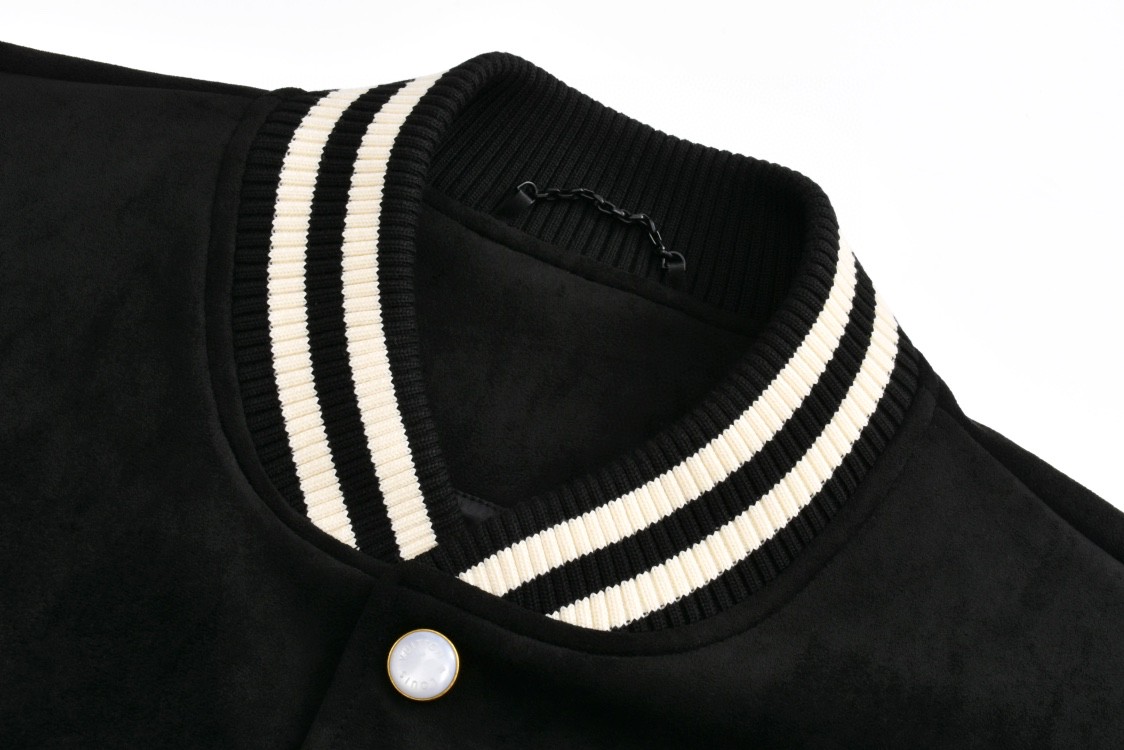 LOUIS VUITTON 路易威登 水晶缀饰麂皮棒球服 外套 夹克 长袖 黑色 1AFXEU