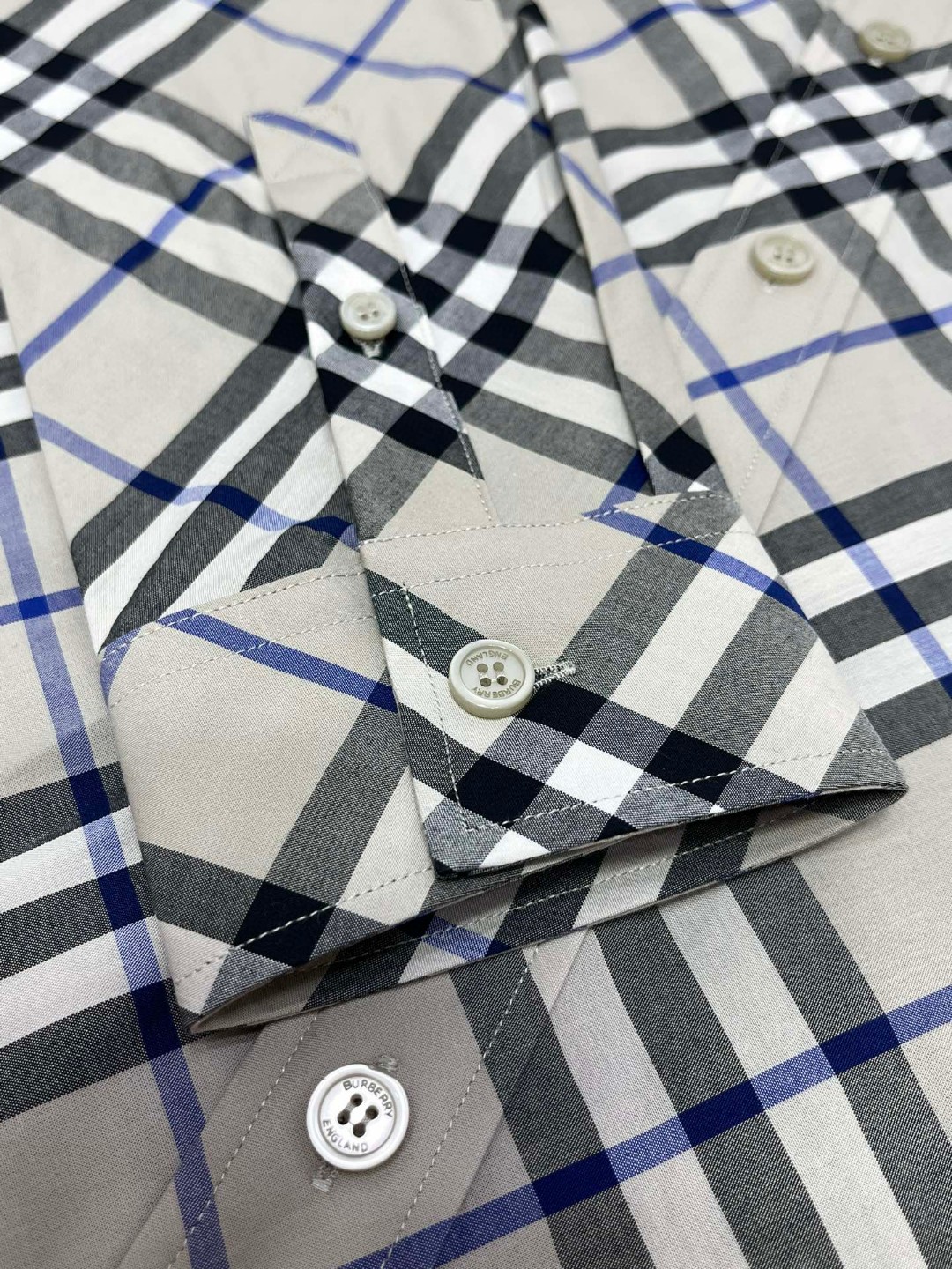 Burberry 巴宝莉 战马刺绣小标格纹单排扣衬衫 长袖 外套 青苔色 80876421