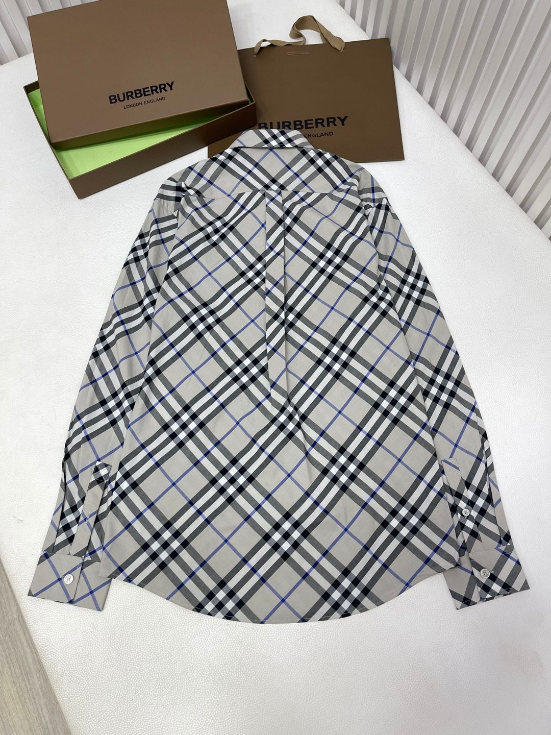 Burberry 巴宝莉 战马刺绣小标格纹单排扣衬衫 长袖 外套 青苔色 80876421