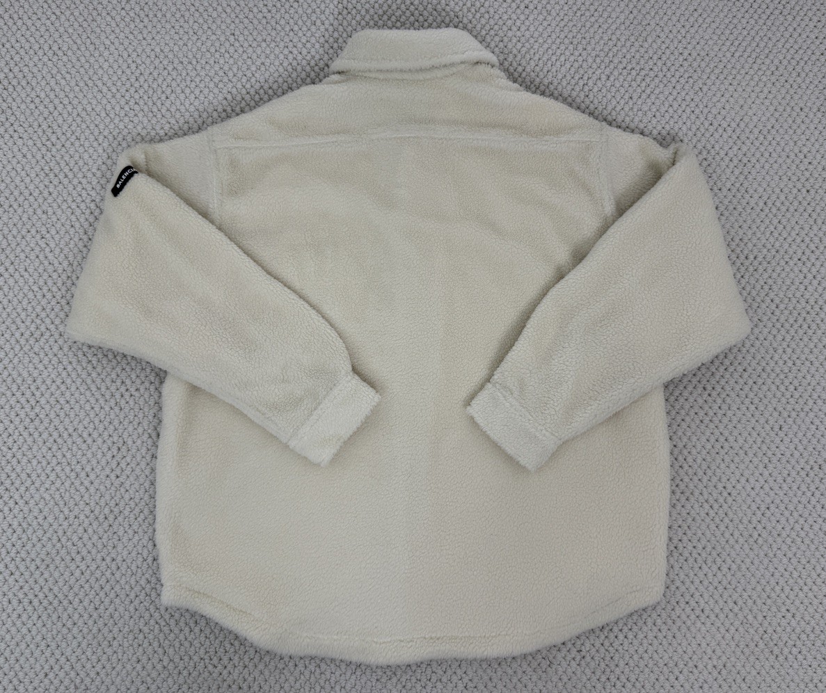 Balenciaga 巴黎世家 纯色袖标羊羔毛衬衫 外套 长袖 秋冬 黑色 白色 805234TQQ021000