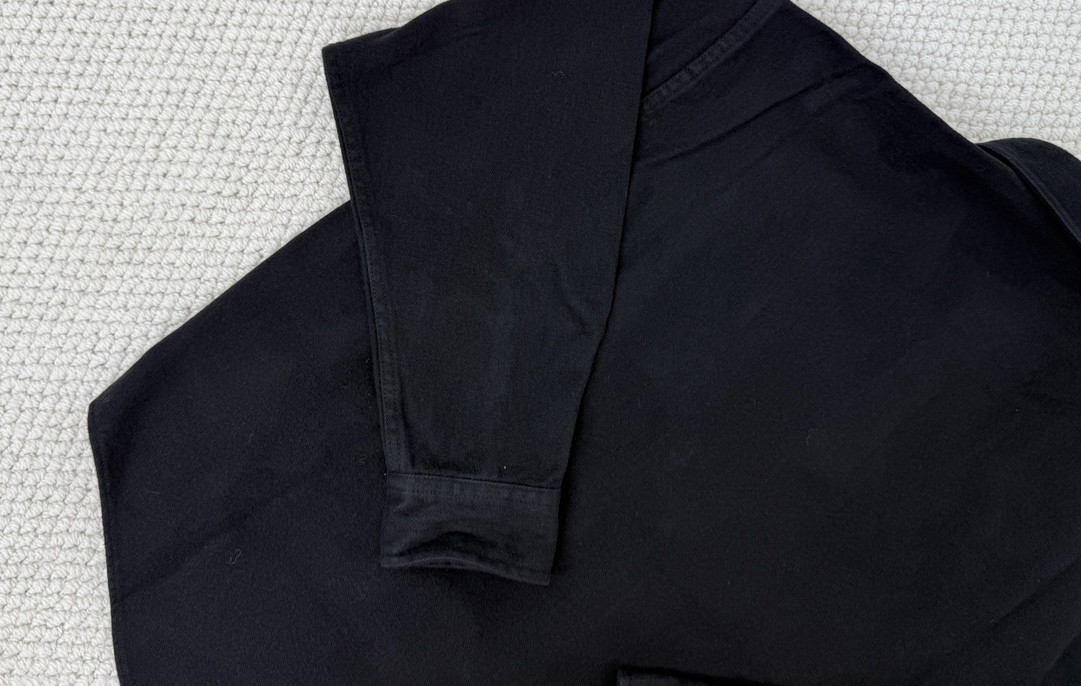 Balenciaga 巴黎世家 纯色刺绣小标磨毛衬衫 外套 长袖 秋冬 黑色 