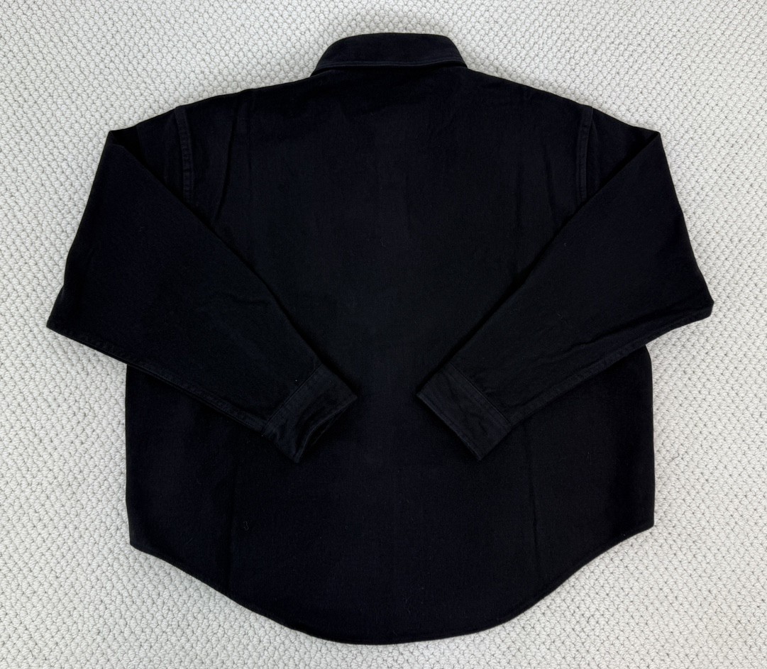 Balenciaga 巴黎世家 纯色刺绣小标磨毛衬衫 外套 长袖 秋冬 黑色 