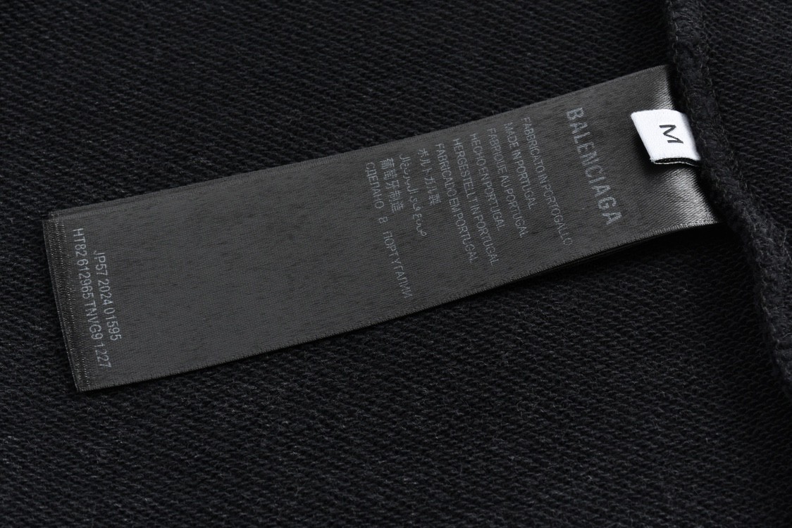 Balenciaga 巴黎世家 做旧刺绣字母logo连帽卫衣 外套 长袖 秋冬 黑色 803264TRVL11041