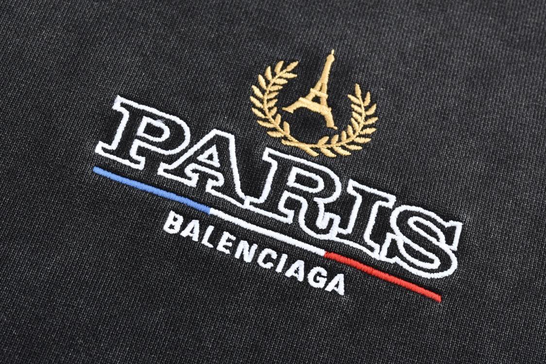 Balenciaga 巴黎世家 做旧刺绣字母logo连帽卫衣 外套 长袖 秋冬 黑色 803264TRVL11041