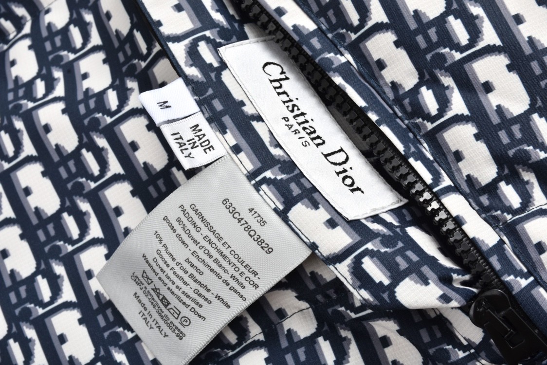 DIOR 迪奥 拼接满印双面两穿连帽羽绒服 夹克 外套 长袖 黑色 147C23A2968-X5803