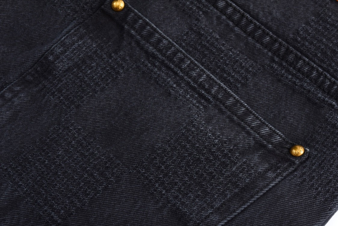 LOUIS VUITTON 路易威登 暗纹棋盘格牛仔裤 休闲裤 裤子 长裤 黑色