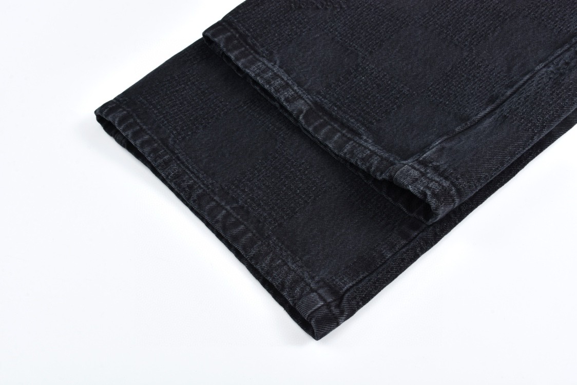 LOUIS VUITTON 路易威登 暗纹棋盘格牛仔裤 休闲裤 裤子 长裤 黑色