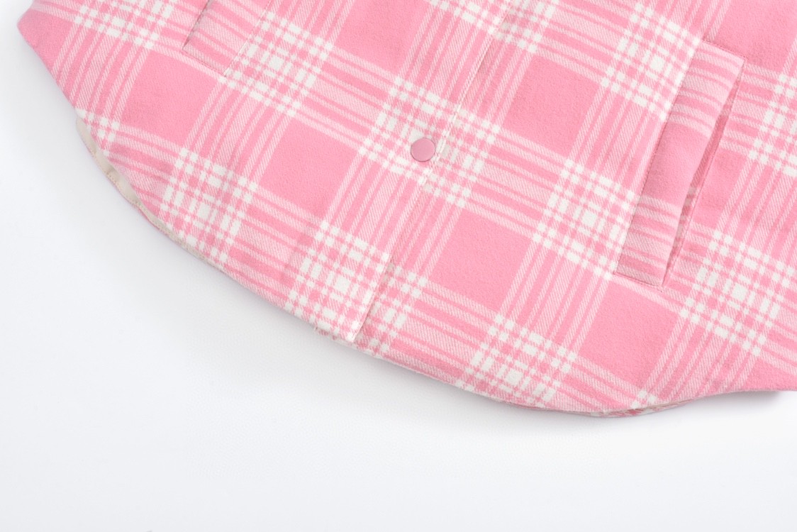 MIU MIU 缪缪 格纹字母刺绣拉单排扣衬衫羽绒服 夹克 长袖 外套 卡其色 蓝色 粉色 ML855-13L8-F0KTK-S-232