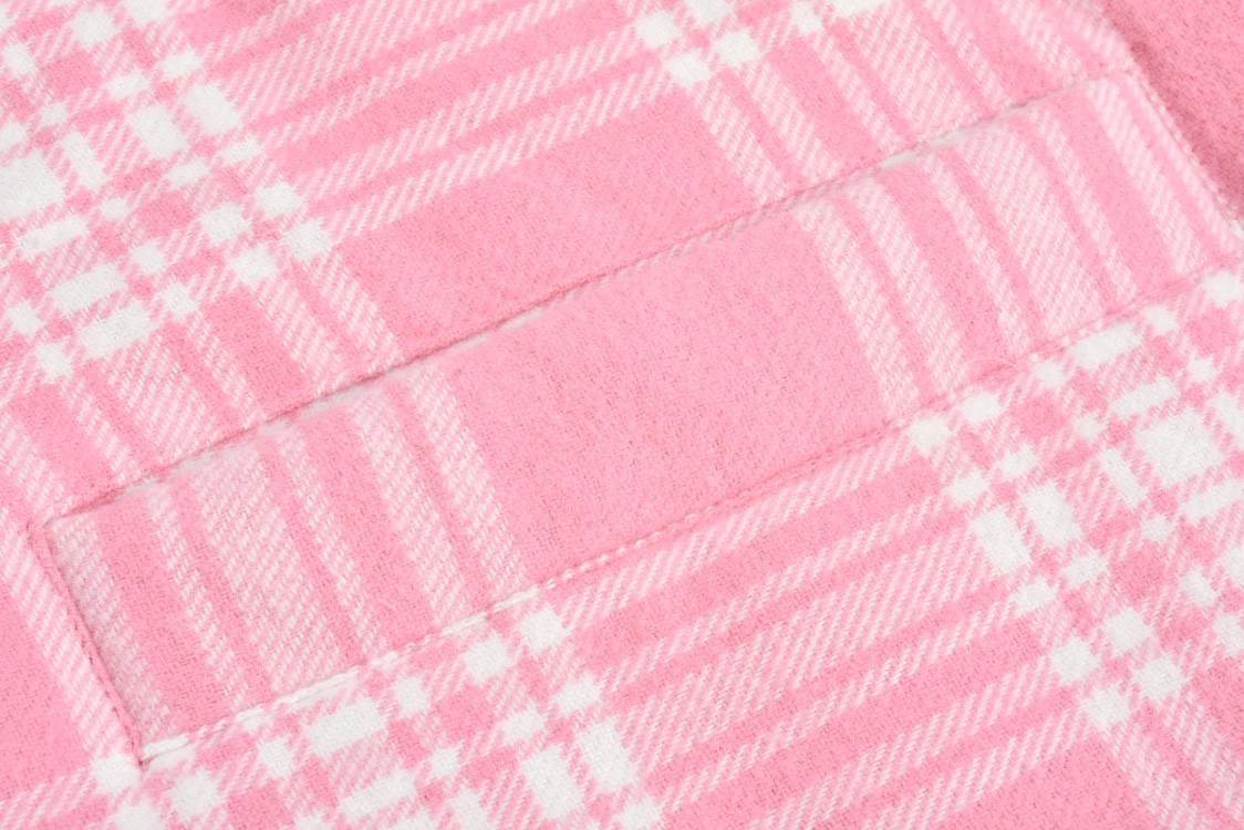 MIU MIU 缪缪 格纹字母刺绣拉单排扣衬衫羽绒服 夹克 长袖 外套 卡其色 蓝色 粉色 ML855-13L8-F0KTK-S-232