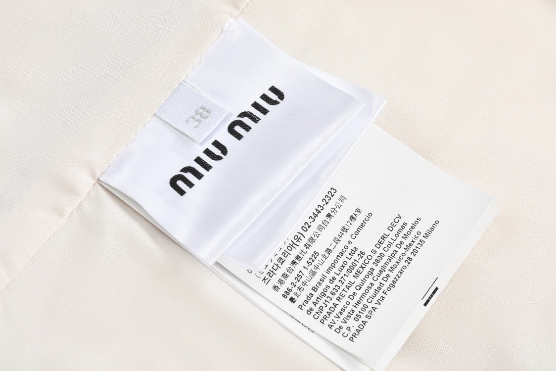 MIU MIU 缪缪 格纹字母刺绣拉单排扣衬衫羽绒服 夹克 长袖 外套 卡其色 蓝色 粉色 ML855-13L8-F0KTK-S-232