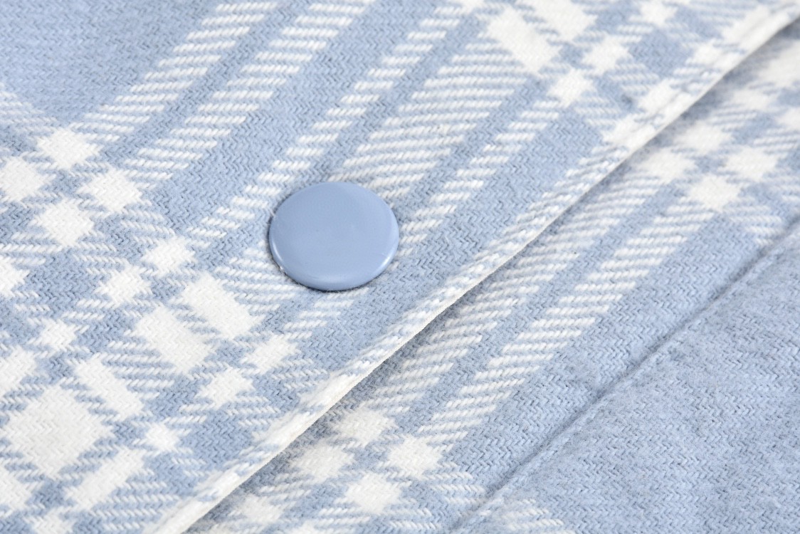 MIU MIU 缪缪 格纹字母刺绣拉单排扣衬衫羽绒服 夹克 长袖 外套 卡其色 蓝色 粉色 ML855-13L8-F0KTK-S-232