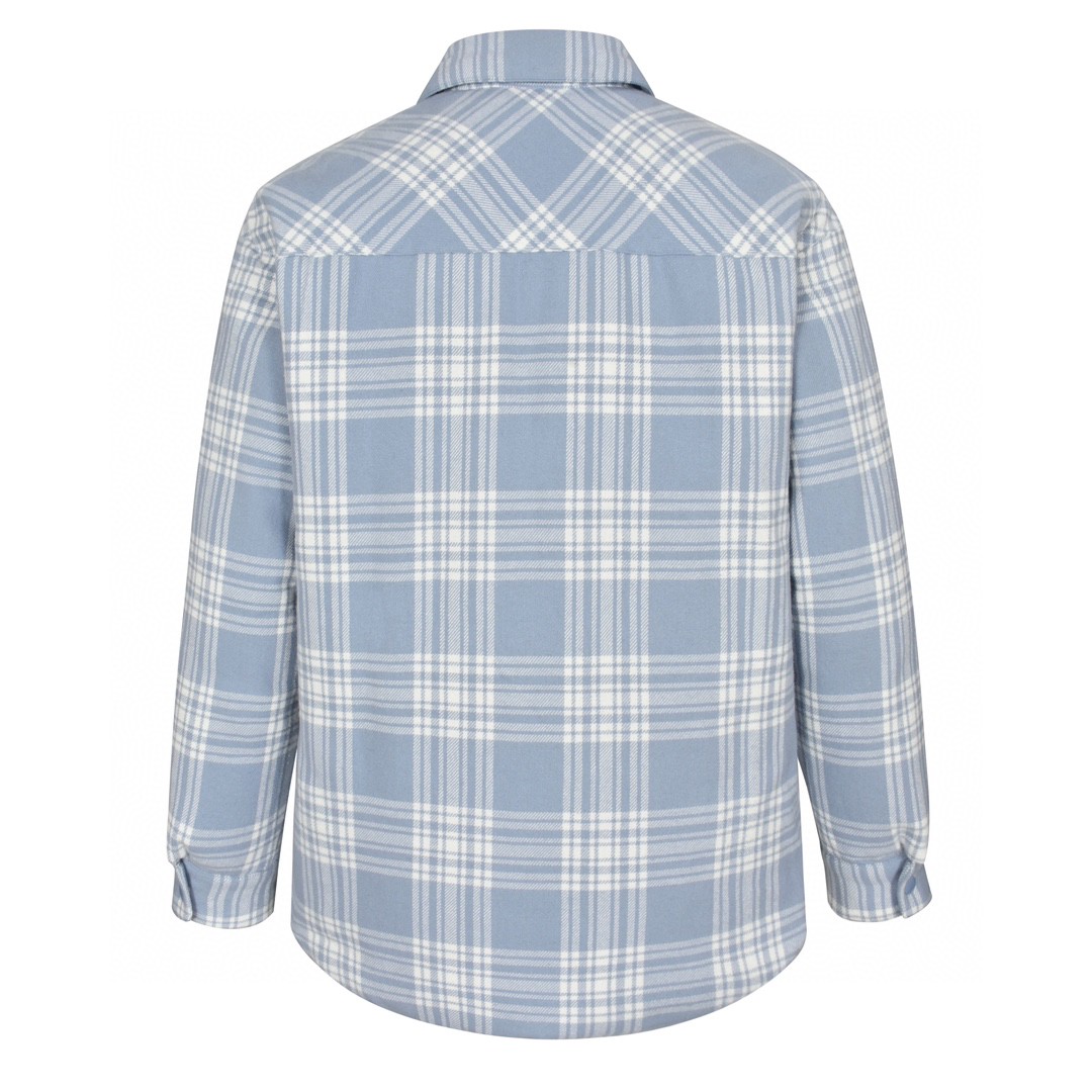 MIU MIU 缪缪 格纹字母刺绣拉单排扣衬衫羽绒服 夹克 长袖 外套 卡其色 蓝色 粉色 ML855-13L8-F0KTK-S-232