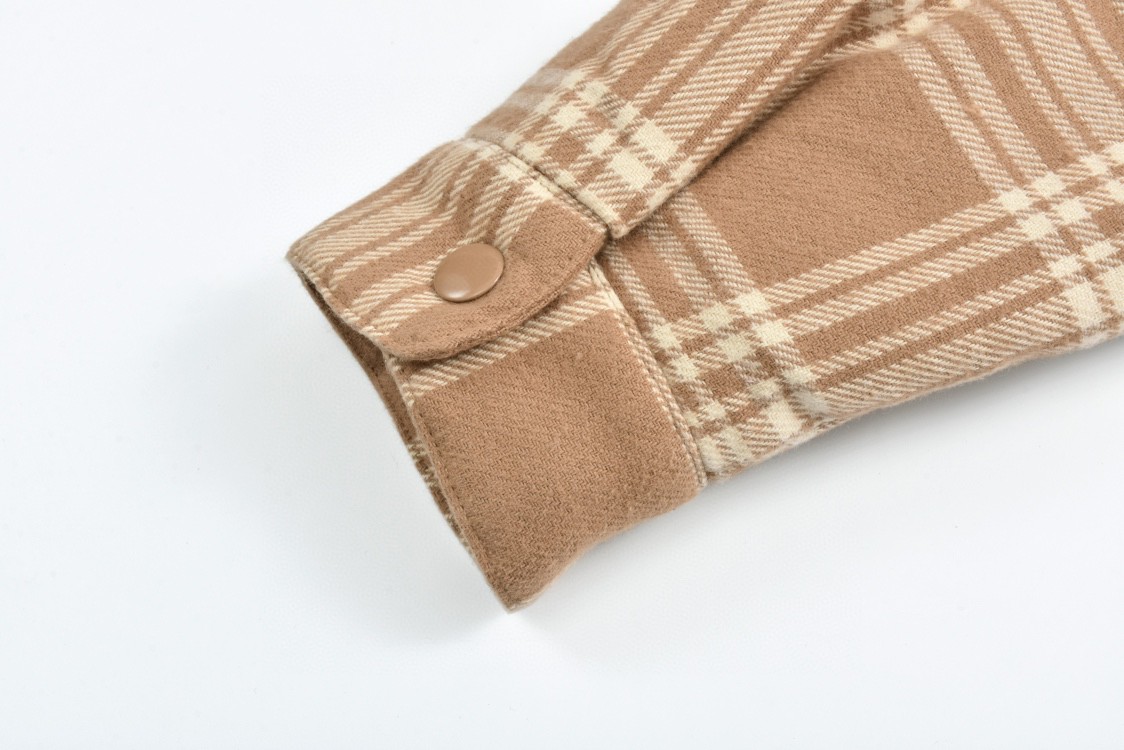 MIU MIU 缪缪 格纹字母刺绣拉单排扣衬衫羽绒服 夹克 长袖 外套 卡其色 蓝色 粉色 ML855-13L8-F0KTK-S-232