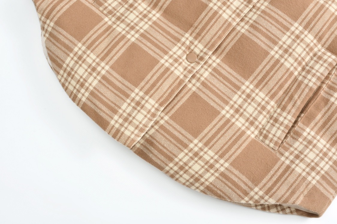 MIU MIU 缪缪 格纹字母刺绣拉单排扣衬衫羽绒服 夹克 长袖 外套 卡其色 蓝色 粉色 ML855-13L8-F0KTK-S-232