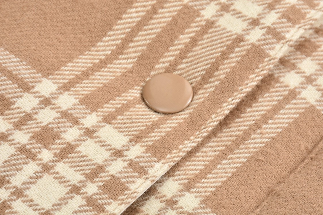 MIU MIU 缪缪 格纹字母刺绣拉单排扣衬衫羽绒服 夹克 长袖 外套 卡其色 蓝色 粉色 ML855-13L8-F0KTK-S-232