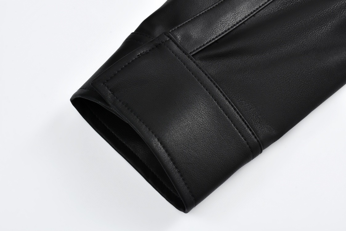 Loewe 罗意威 纯色徽标皮衣衬衫 外套 夹克 长袖 秋冬 黑色H526Y31L29-1100