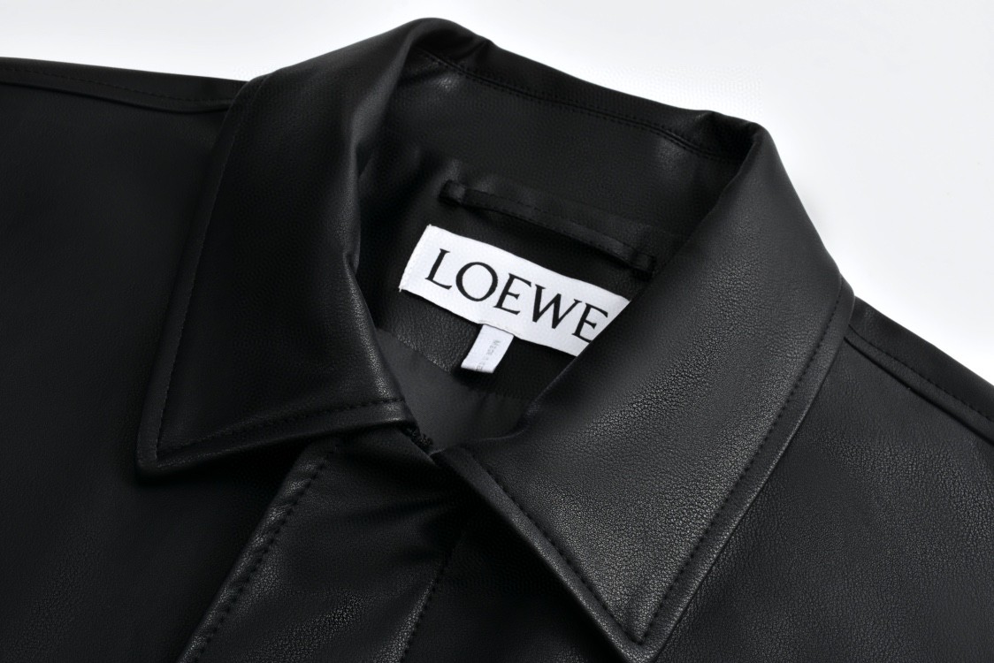 Loewe 罗意威 纯色徽标皮衣衬衫 外套 夹克 长袖 秋冬 黑色H526Y31L29-1100