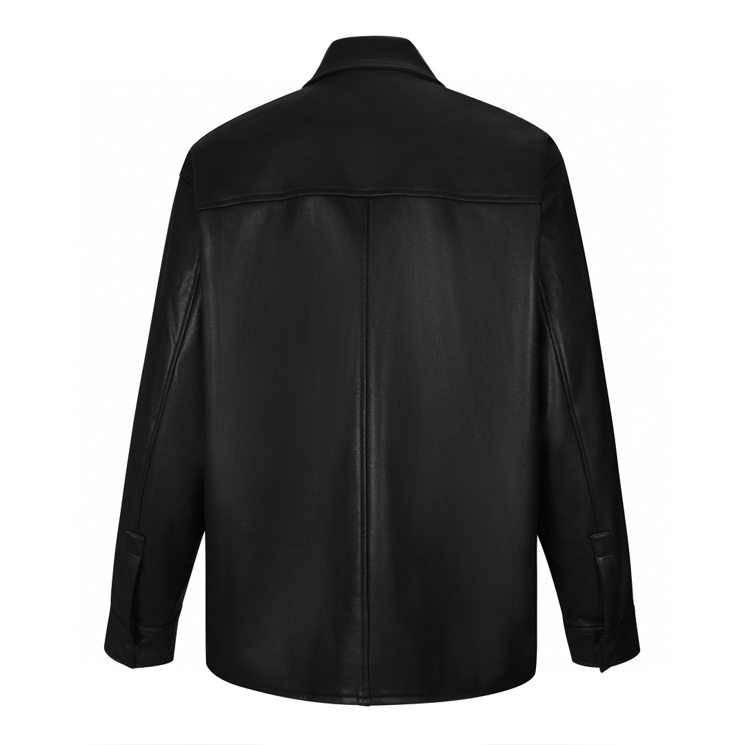 Loewe 罗意威 纯色徽标皮衣衬衫 外套 夹克 长袖 秋冬 黑色H526Y31L29-1100