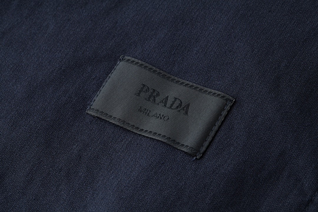 PRADA 普拉达 灯芯绒徽标夹克 外套 深蓝色 GEB257-1449-F0008-S-AAO