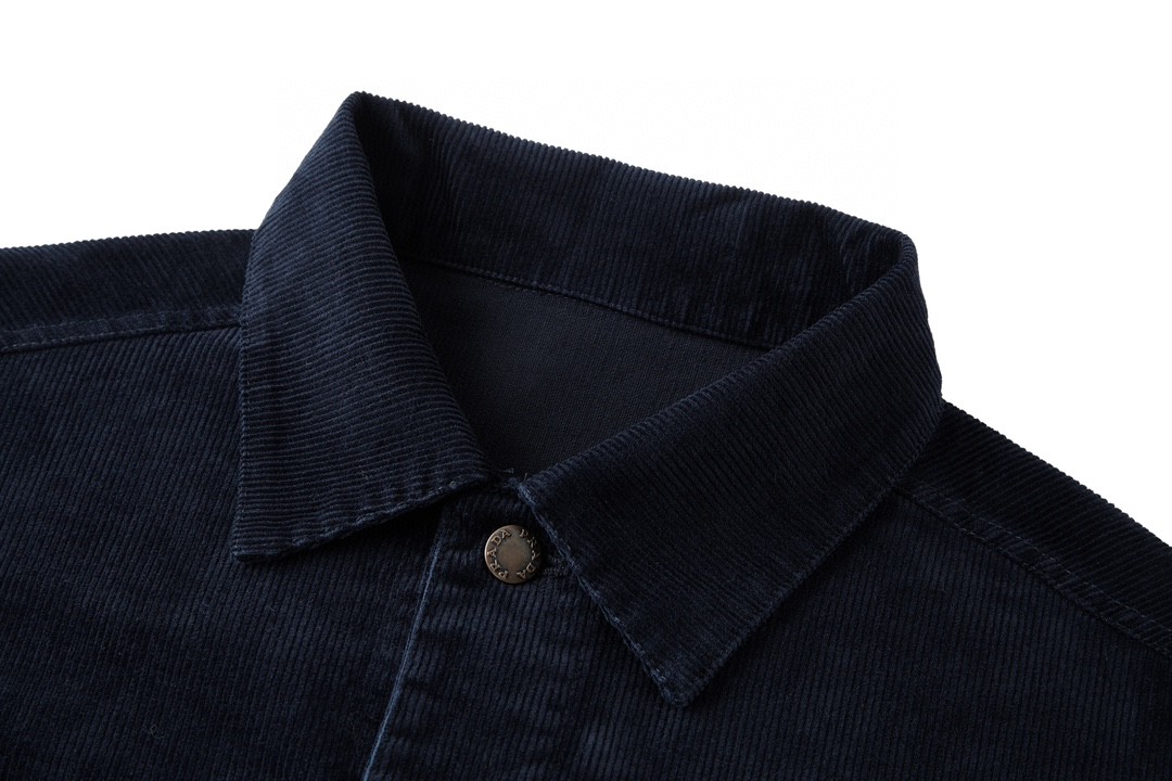 PRADA 普拉达 灯芯绒徽标夹克 外套 深蓝色 GEB257-1449-F0008-S-AAO