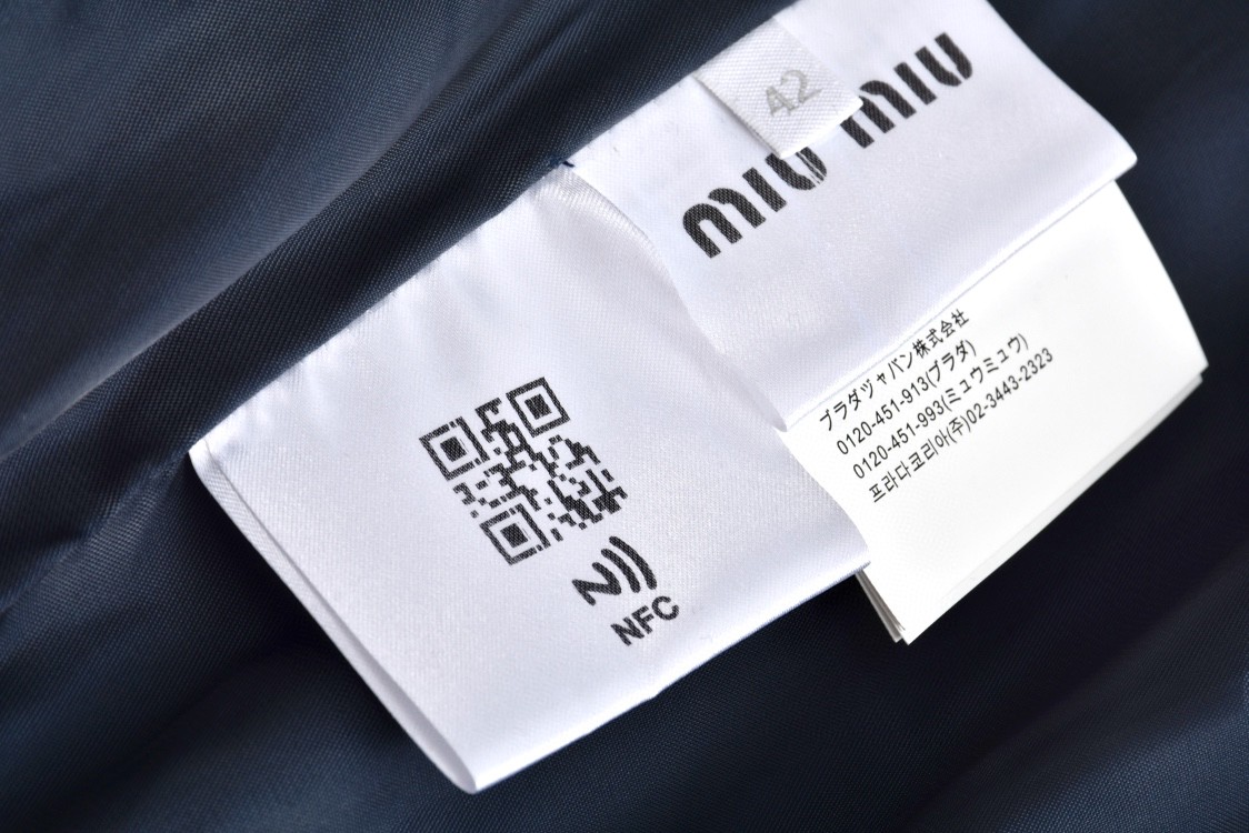 MIU MIU 缪缪 纯色字母刺绣拉链夹克 长袖 外套 蓝色 ML1059-11AD-F0008-S-OOO