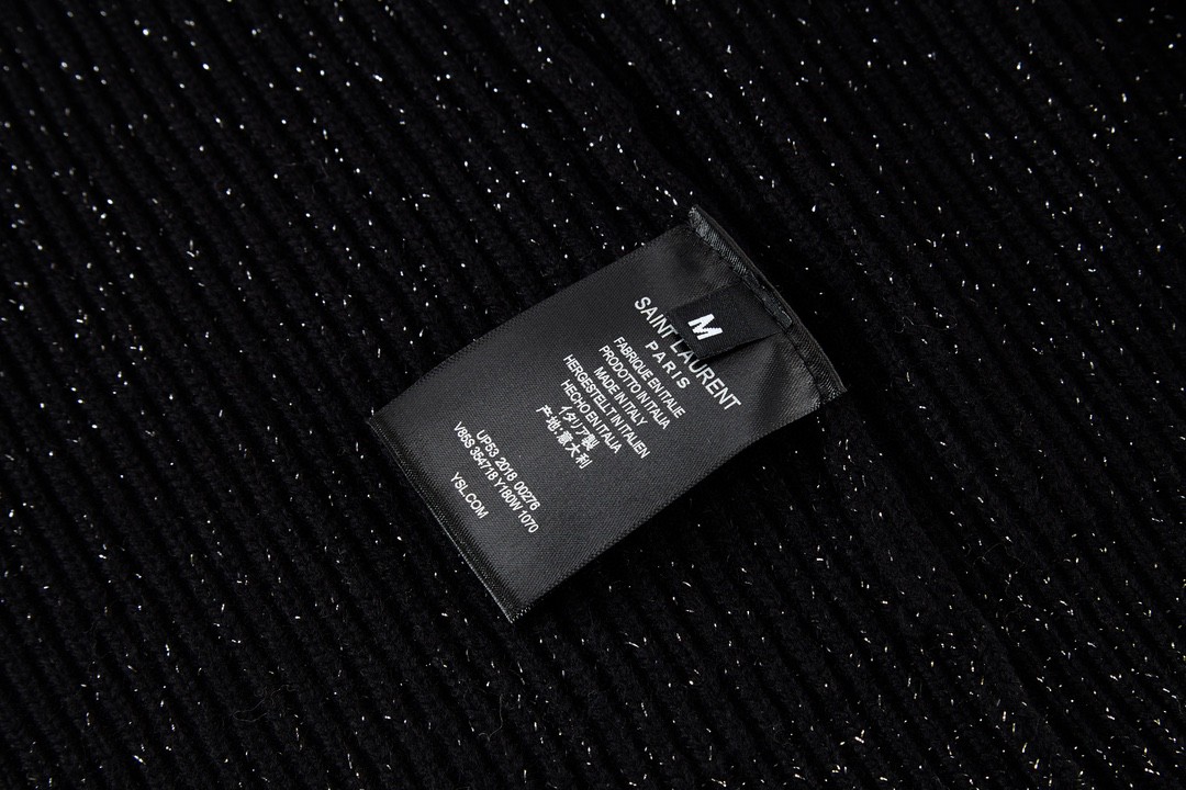 SAINT LAURENT 圣罗兰 银丝羊毛开衫 毛衣 外套 秋冬款 黑色 