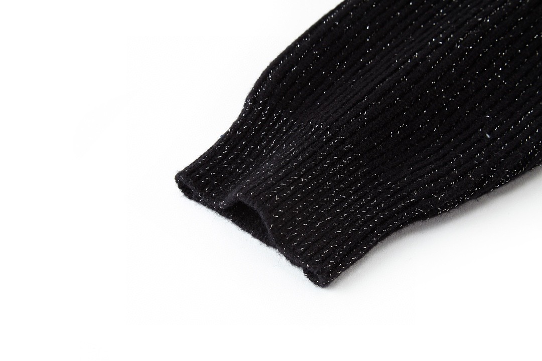 SAINT LAURENT 圣罗兰 银丝羊毛开衫 毛衣 外套 秋冬款 黑色 