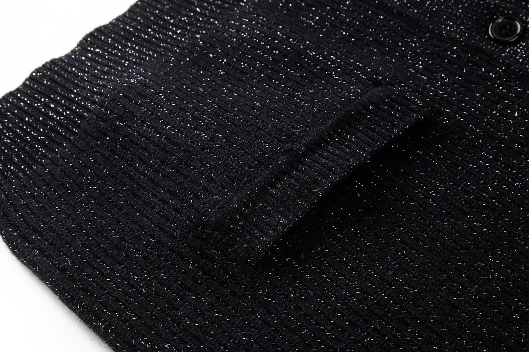 SAINT LAURENT 圣罗兰 银丝羊毛开衫 毛衣 外套 秋冬款 黑色 