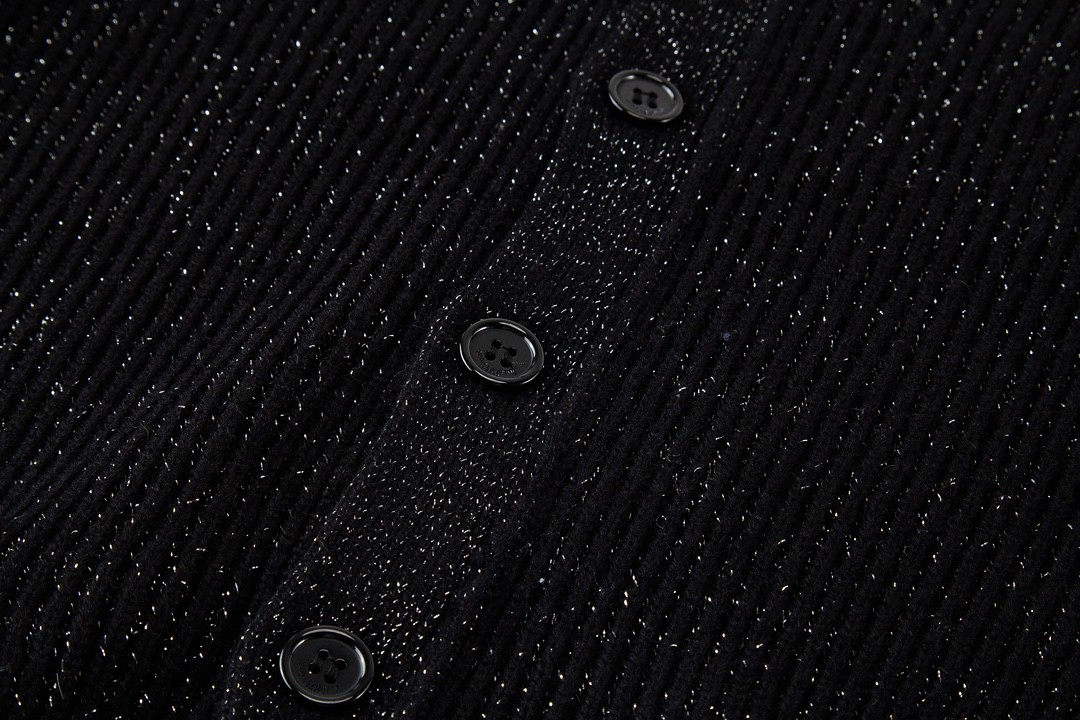 SAINT LAURENT 圣罗兰 银丝羊毛开衫 毛衣 外套 秋冬款 黑色 
