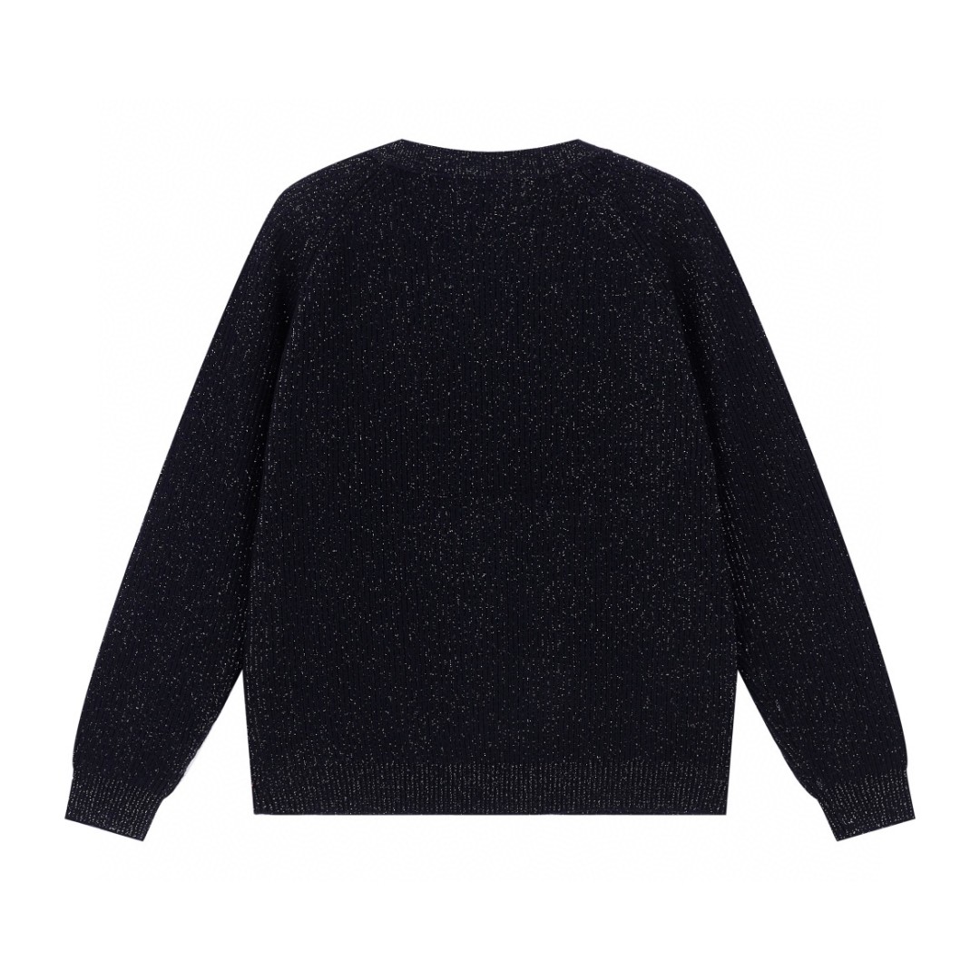 SAINT LAURENT 圣罗兰 银丝羊毛开衫 毛衣 外套 秋冬款 黑色 