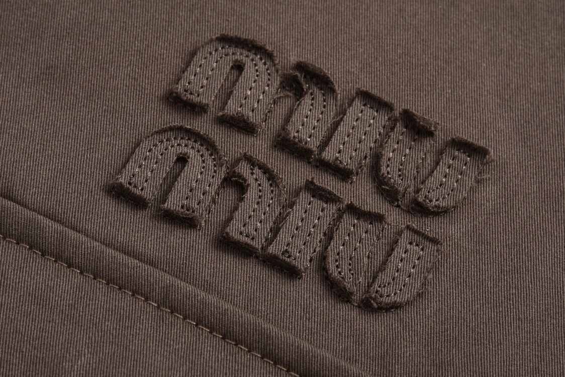 MIU MIU 缪缪 纯色字母刺绣拉链夹克 长袖 外套 棕色 ML1053-144D-F0324-S-OOO