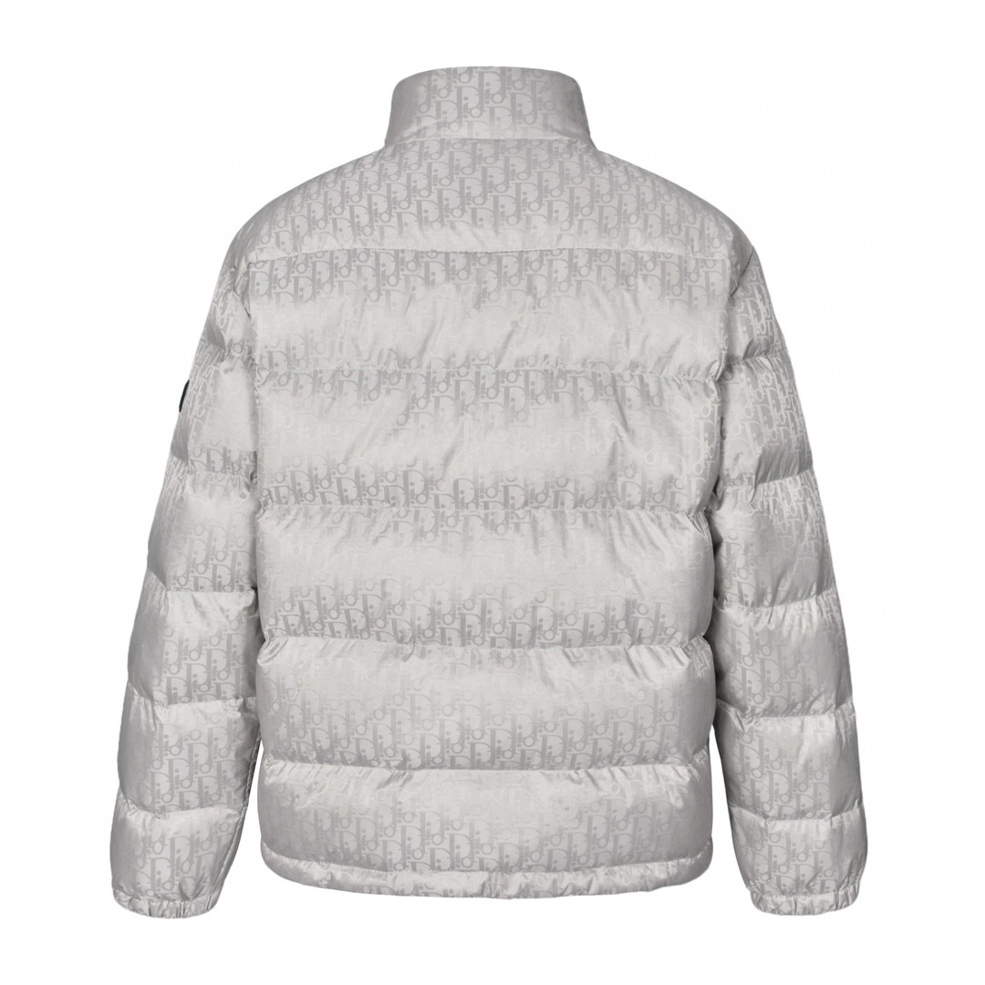 DIOR 迪奥 暗纹字母提花拉链立领羽绒服 夹克 外套 长袖 灰色 943C449A4462-C878