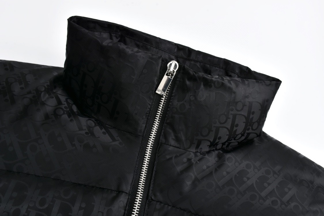 DIOR 迪奥 暗纹字母提花拉链立领羽绒服 夹克 外套 长袖 黑色 943C449A4462-C989