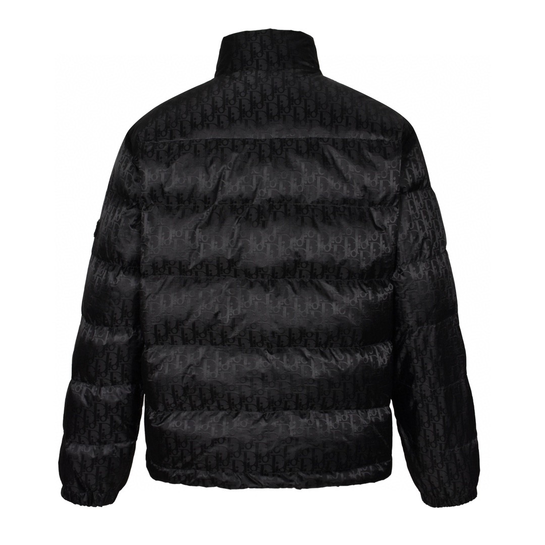 DIOR 迪奥 暗纹字母提花拉链立领羽绒服 夹克 外套 长袖 黑色 943C449A4462-C989