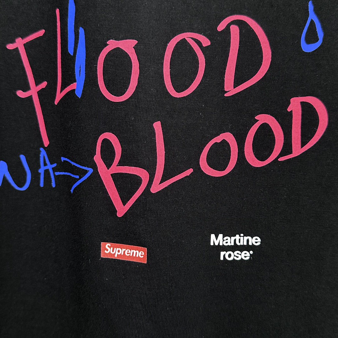 Supreme Martine rose 联名款 FW24 WEEK4 Lee Scratch Perry Tee 背面手绘涂鸦印花短袖 T恤 黑色 白色 SUP-FW24-093