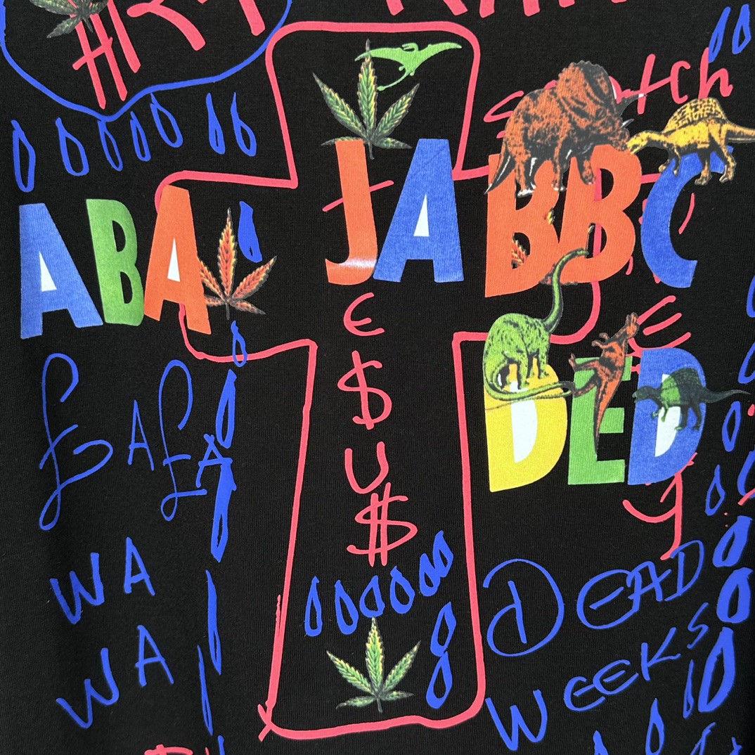 Supreme Martine rose 联名款 FW24 WEEK4 Lee Scratch Perry Tee 背面手绘涂鸦印花短袖 T恤 黑色 白色 SUP-FW24-093